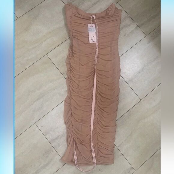 Oh Polly nude draped strapless dress size 10 New - Picture 7 of 16